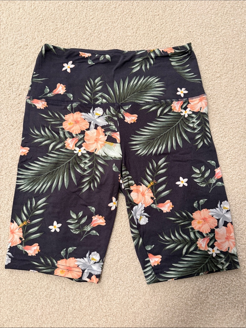 shosho Black Tropical Floral Bike Shorts